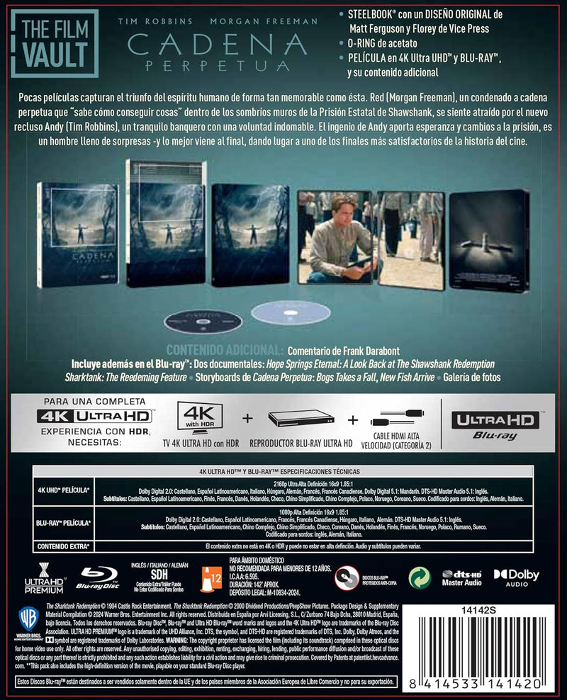 Cadena Perpetua - The Film Vault (Edición Metálica) 4K UHD + Blu-Ray