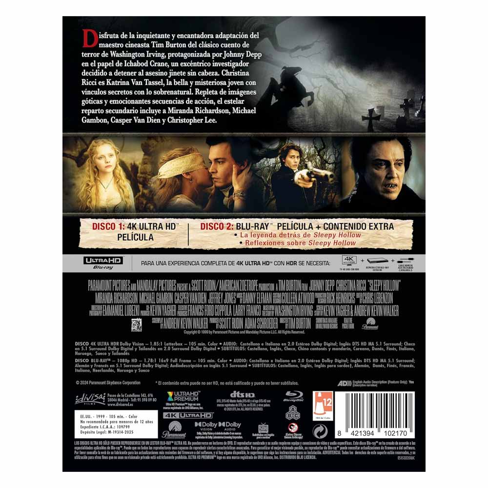 Sleepy Hollow - Edición Metálica 4K UHD + Blu-Ray