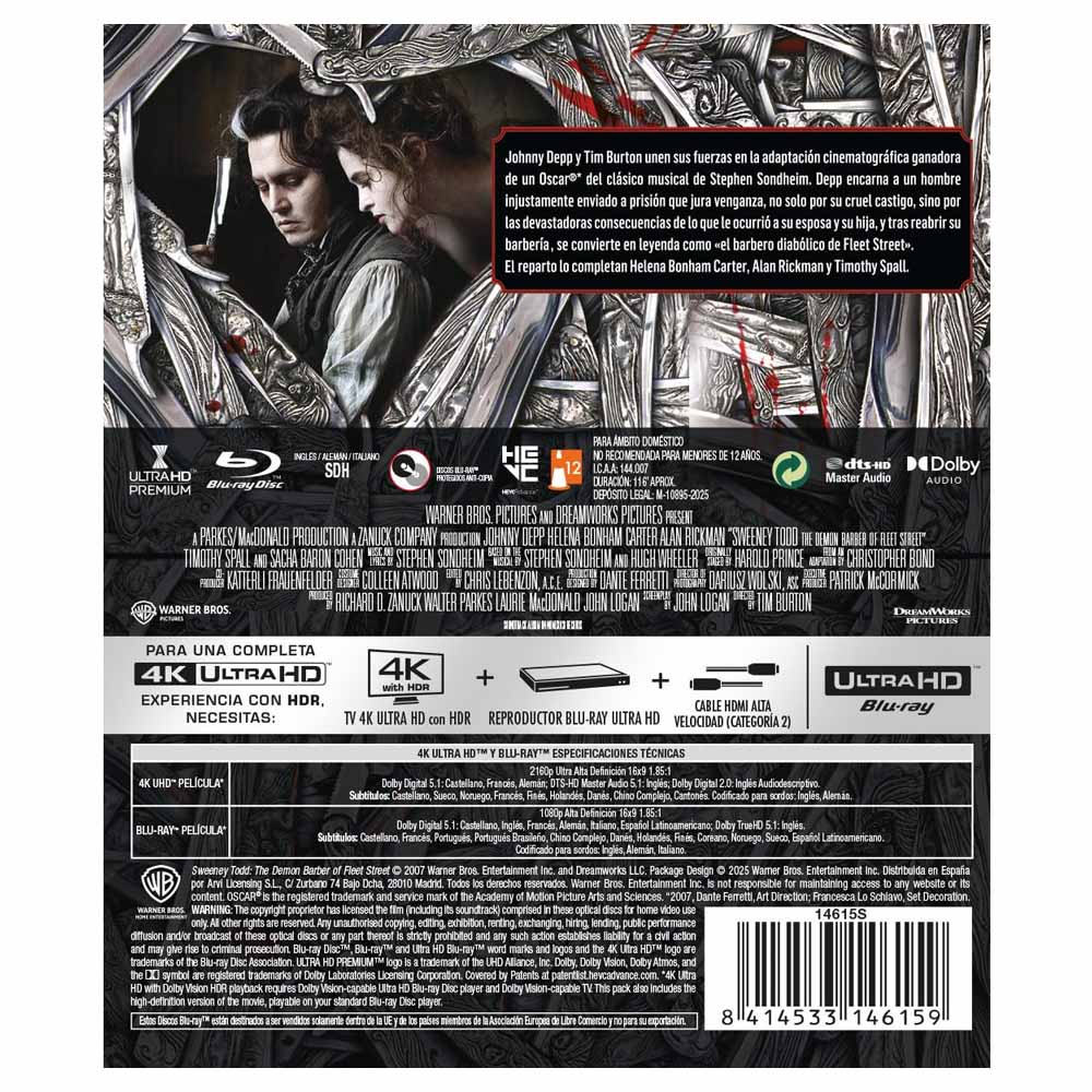 Sweeney Todd  - 4K UHD + Blu-Ray