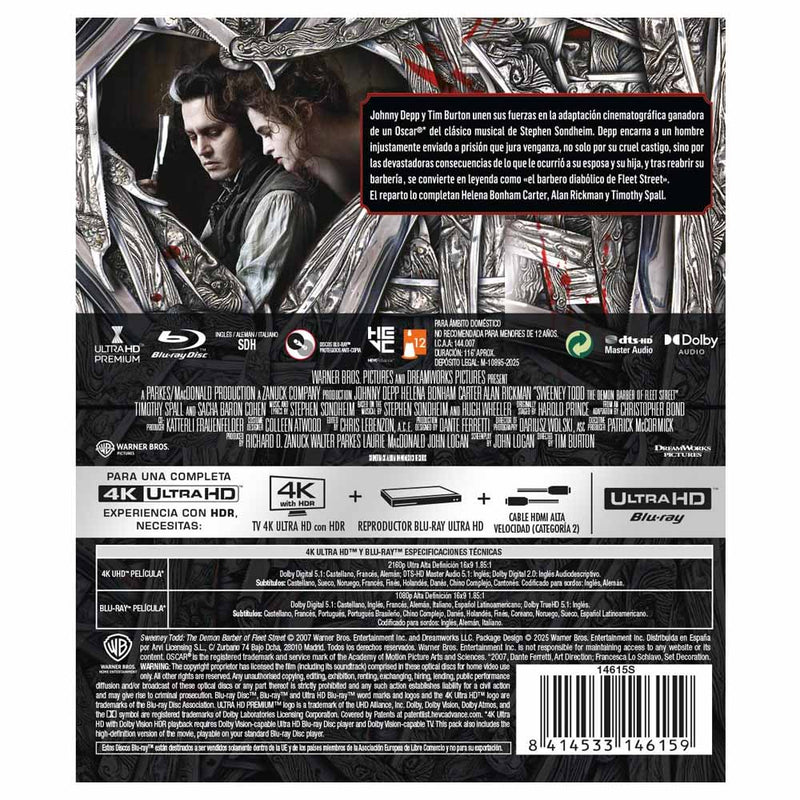Sweeney Todd  - 4K UHD + Blu-Ray