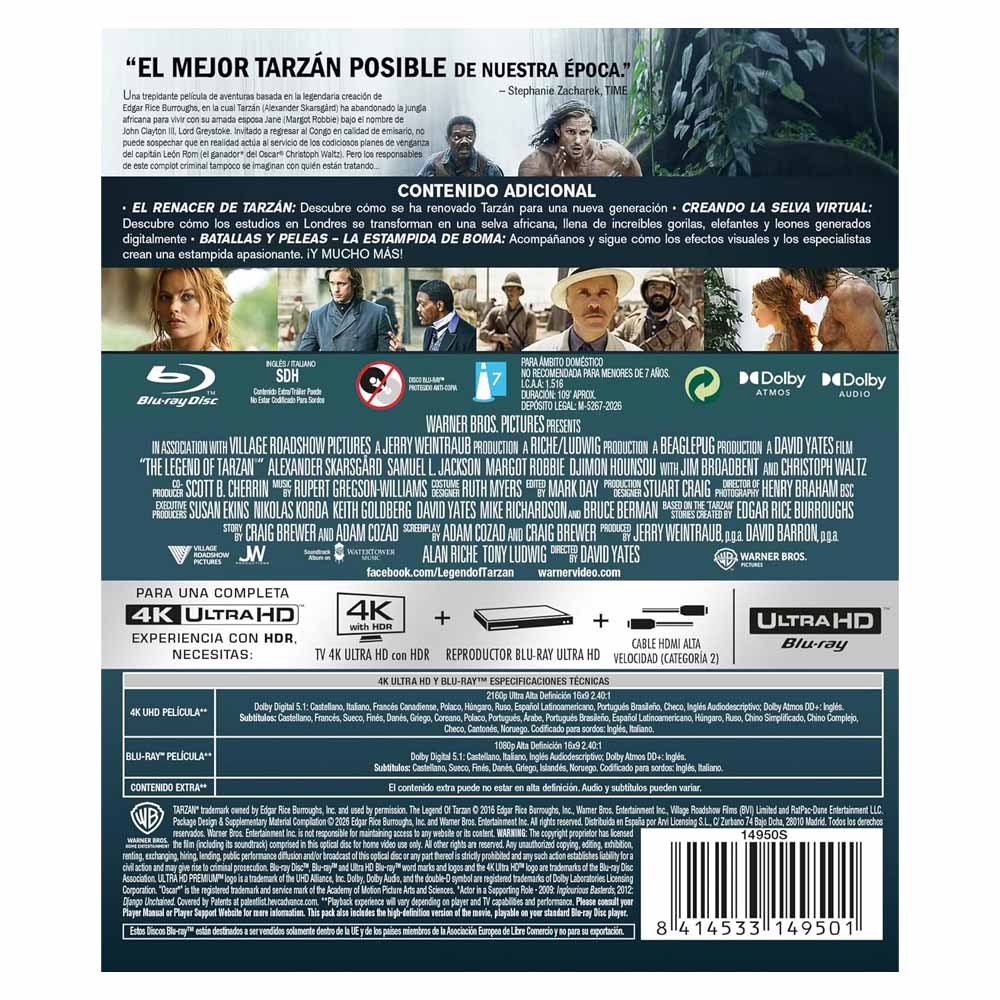 La Leyenda de Tarzán 4K UHD + Blu-Ray