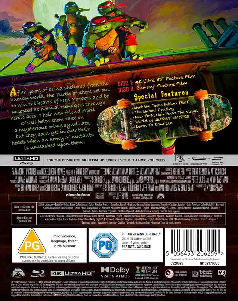 Turtles - Mutant Mayhem Steelbook (UK Import) 4K UHD + Blu-Ray