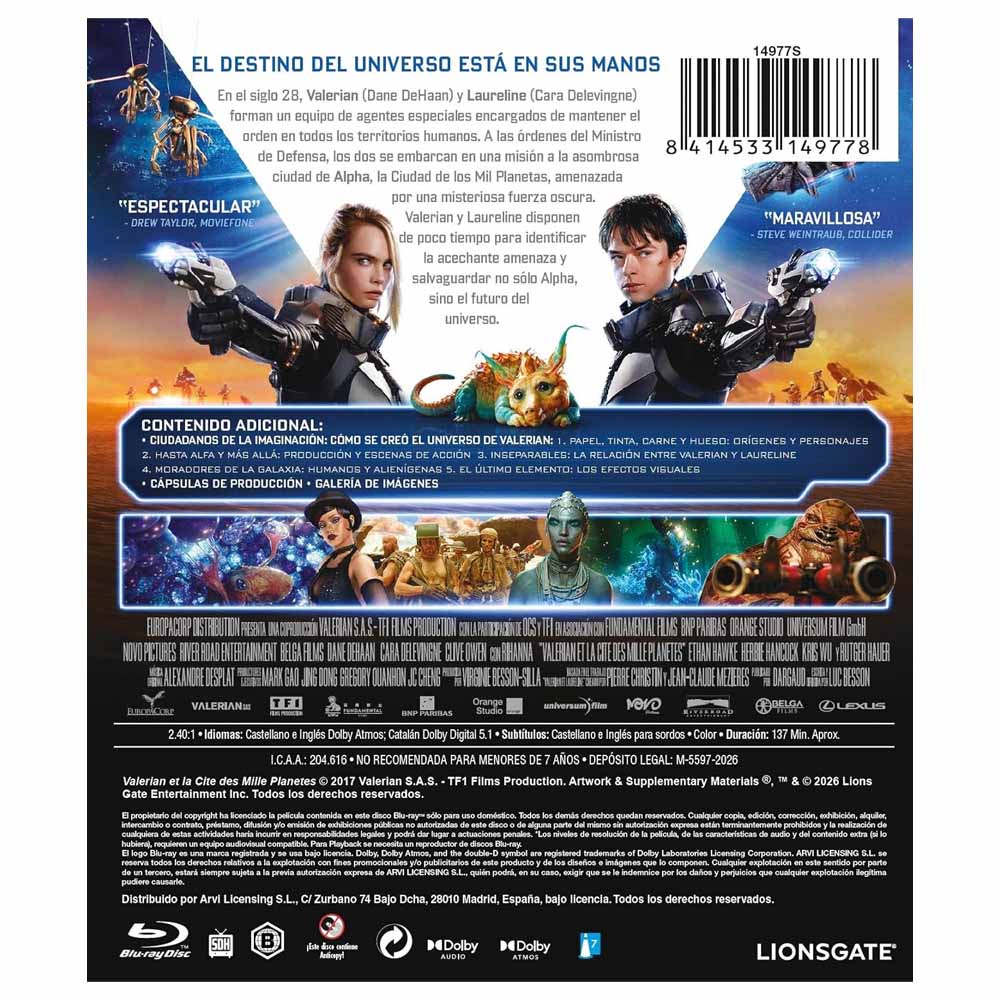 Valerian y la ciudad de los mil planetas Blu-Ray