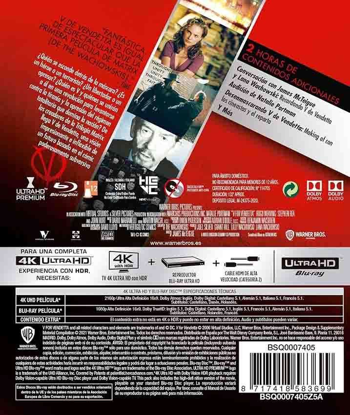 V de Vendetta 4K UHD + Blu-Ray