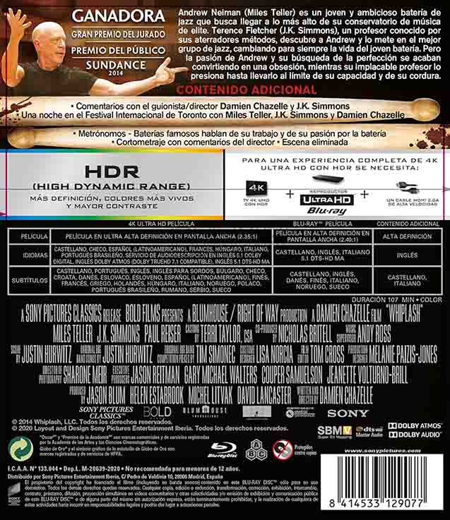Whiplash 4K UHD + Blu-Ray