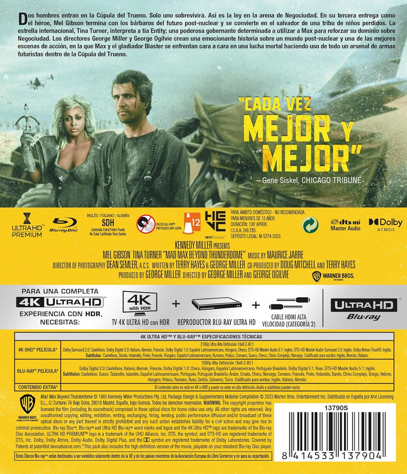 Mad Max 3: Más allá de la Cúpula del Trueno 4K UHD + Blu-Ray - Universe of Entertainment
