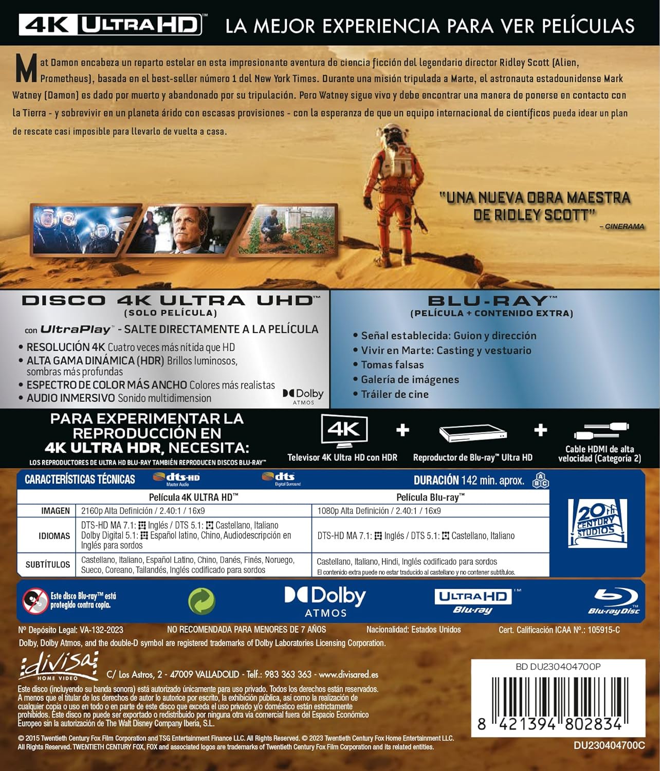 Marte (The Martian) 4K UHD + Blu-Ray - Universe of Entertainment